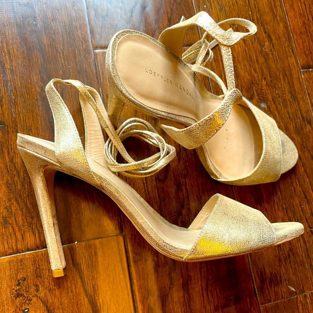 Loeffler Randall Gold Strappy heels
